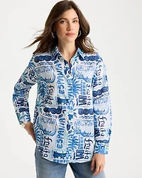 Cotton Voile Collared Beach Shirt