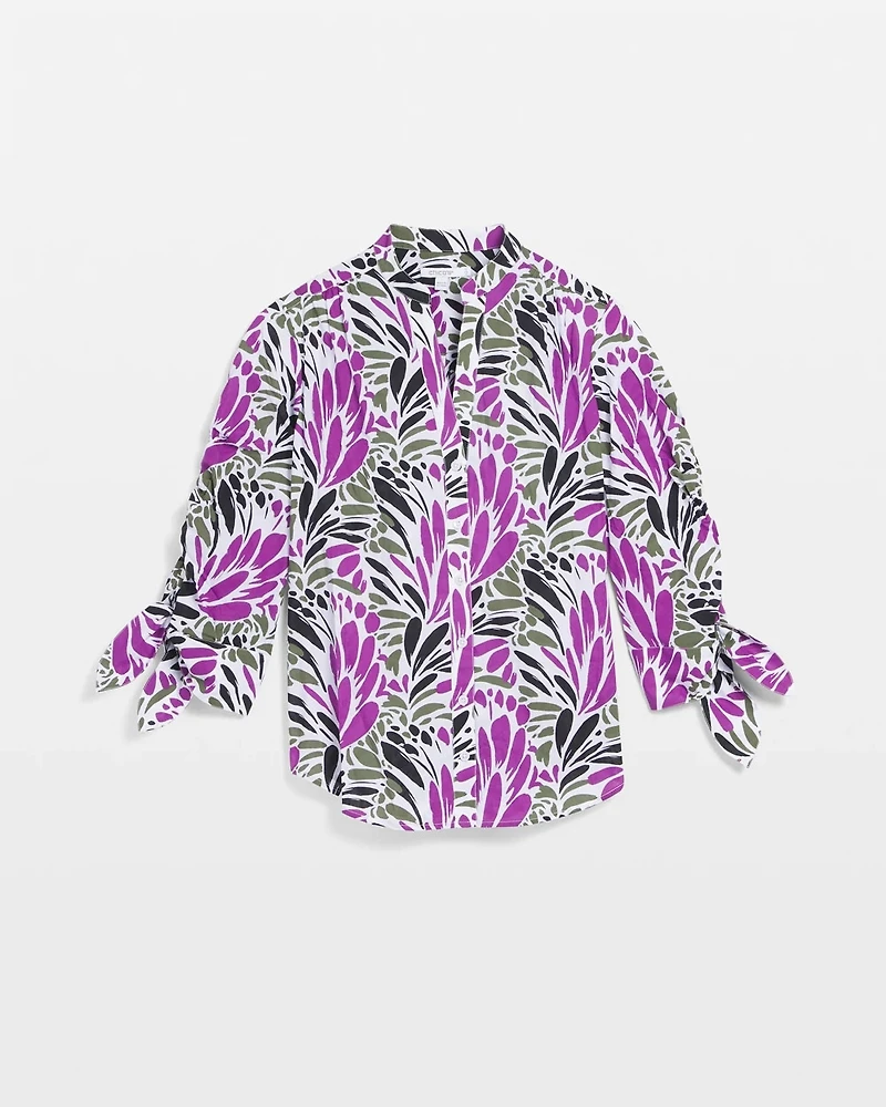 Ruched Sleeve Floral Blouse