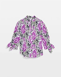 Ruched Sleeve Floral Blouse