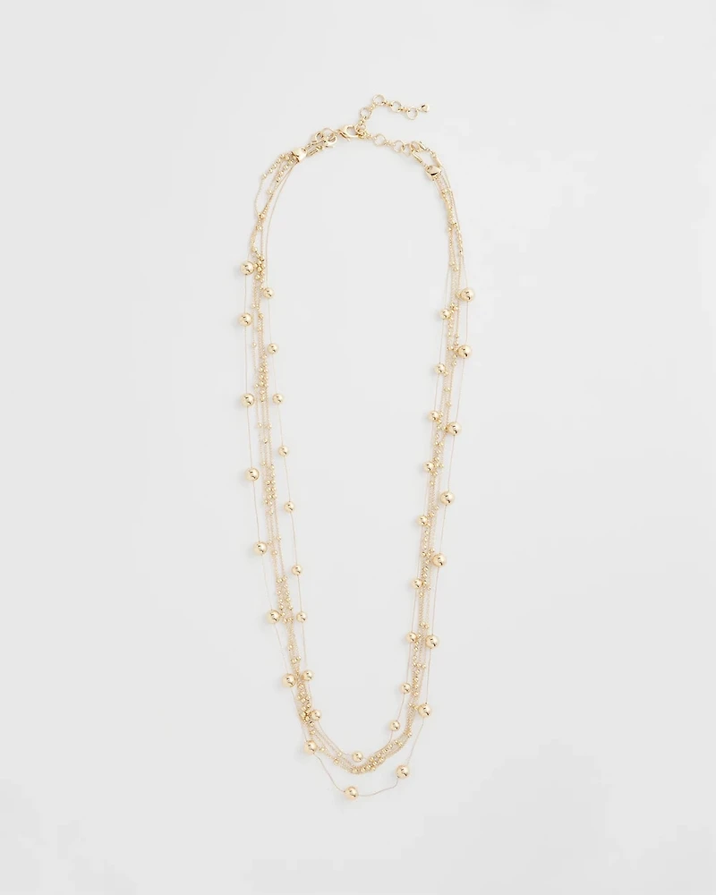 Multistrand Beaded Goldtone Necklace