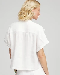 Embroidered Dolman Sleeved Linen Blouse
