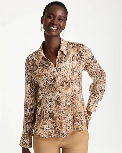 Georgette Python Animal Print Swing Blouse