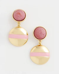 Pink Enamel Sphere Drop Earrings