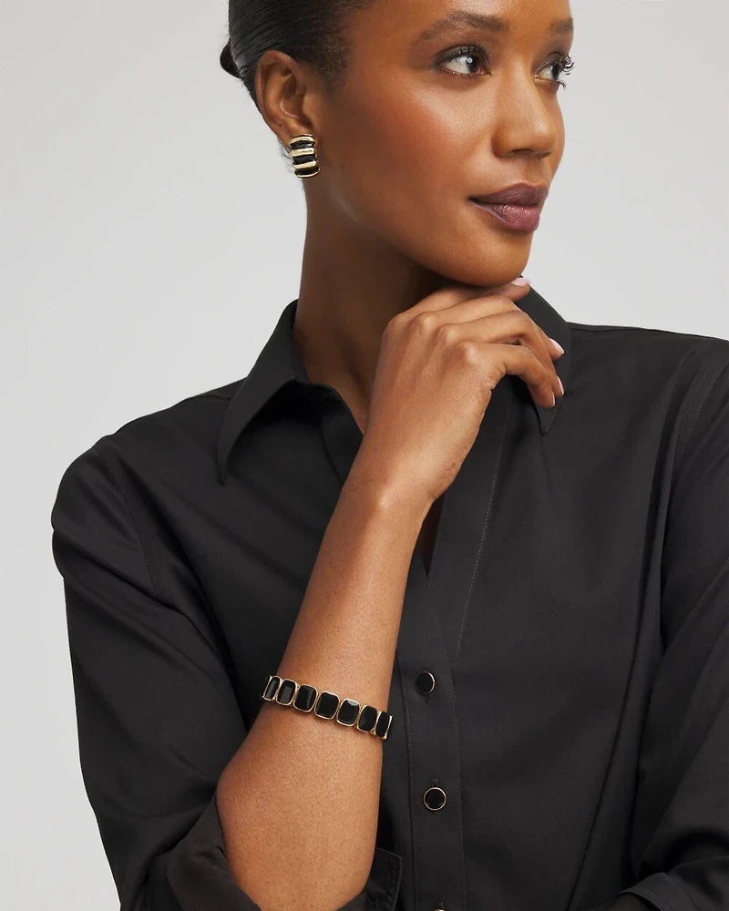 Chico's Originals Black Square Stretch Bracelet