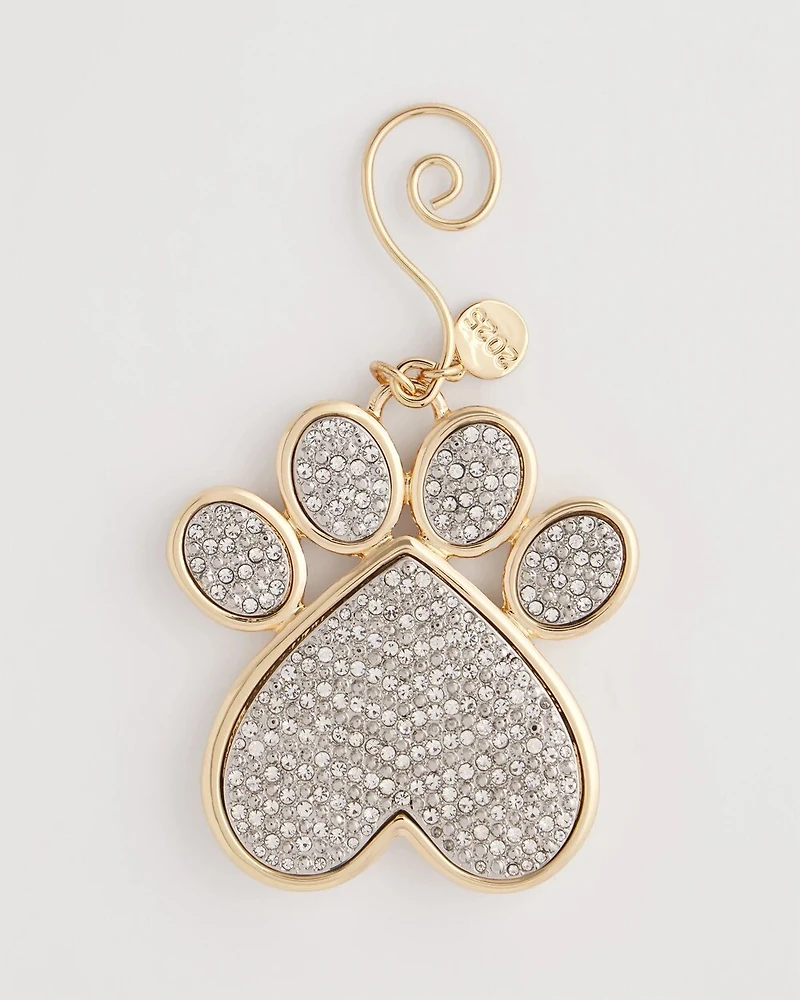 Pave Rhinestone Dog Paw Ornament