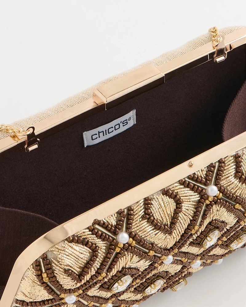 Neutral Embellished Clutch