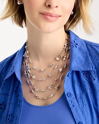 Silvertone Nugget Illusion Necklace