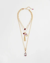 Convertible Three-Strand Stone Pendant Necklace