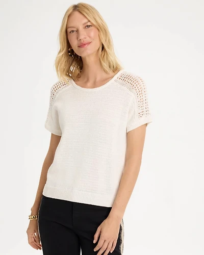 Pointelle Stitch Pullover Sweater