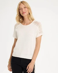 Pointelle Stitch Pullover Sweater