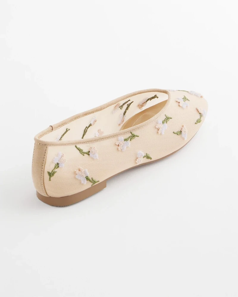 Orchid Embroidered Ballet Flats