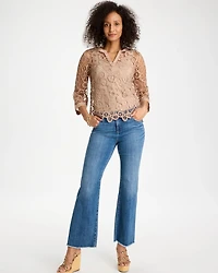 Mixed-Media Medallion Lace Top