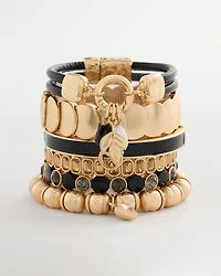Semi-Bright Goldtone Flat Circle Stretch Bracelet