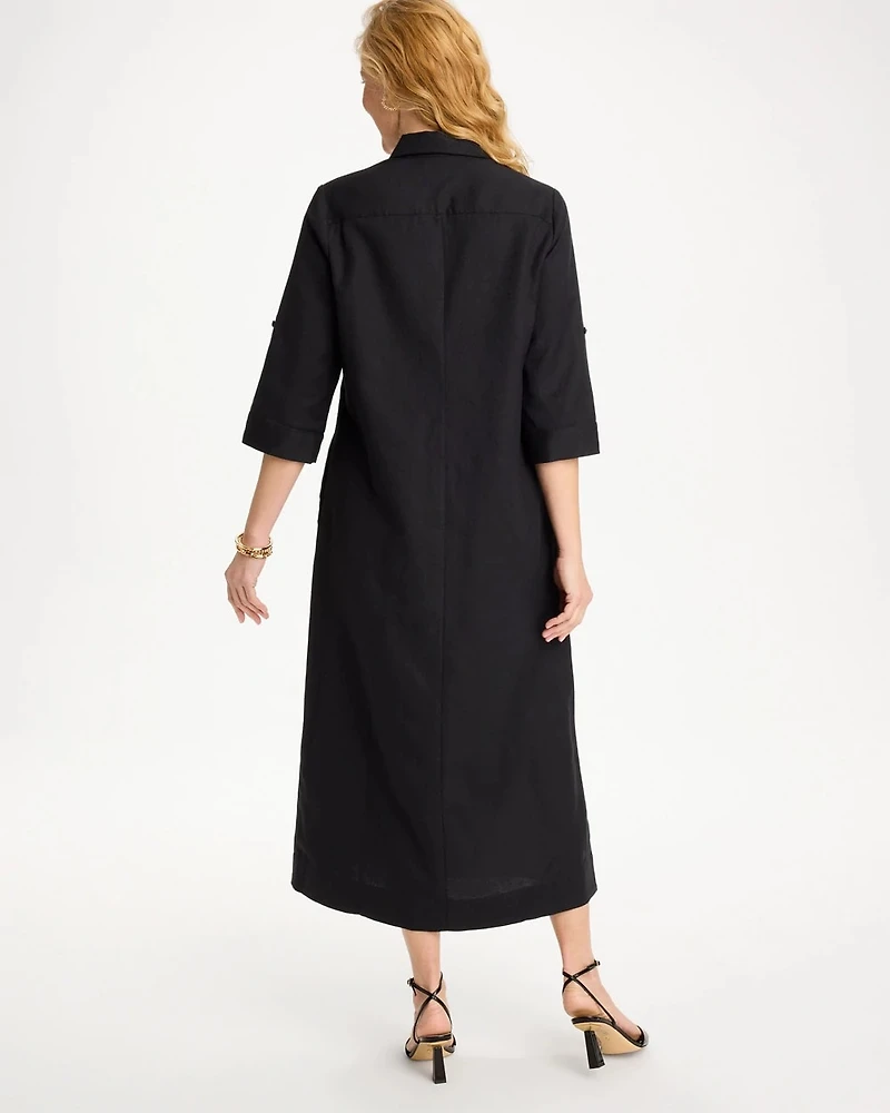 Embellished Linen-Cotton Shirtdress