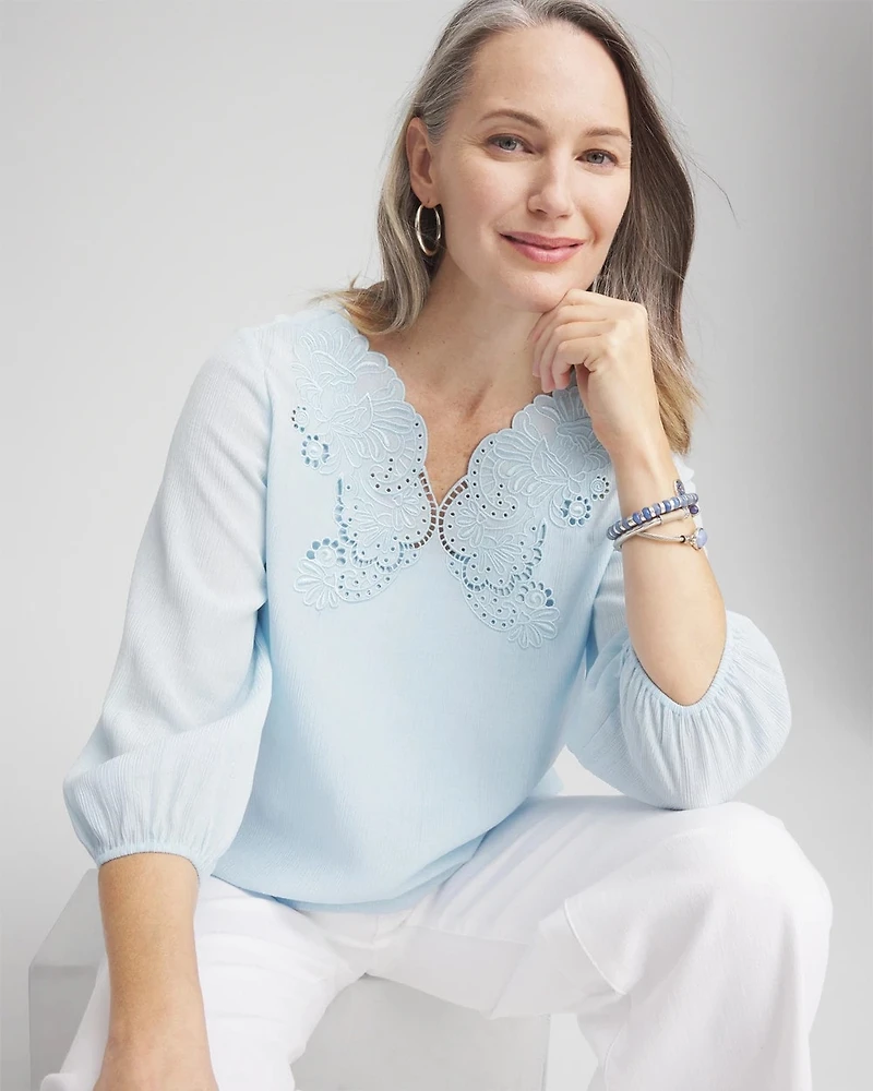 Embroidered Cutout Blouse