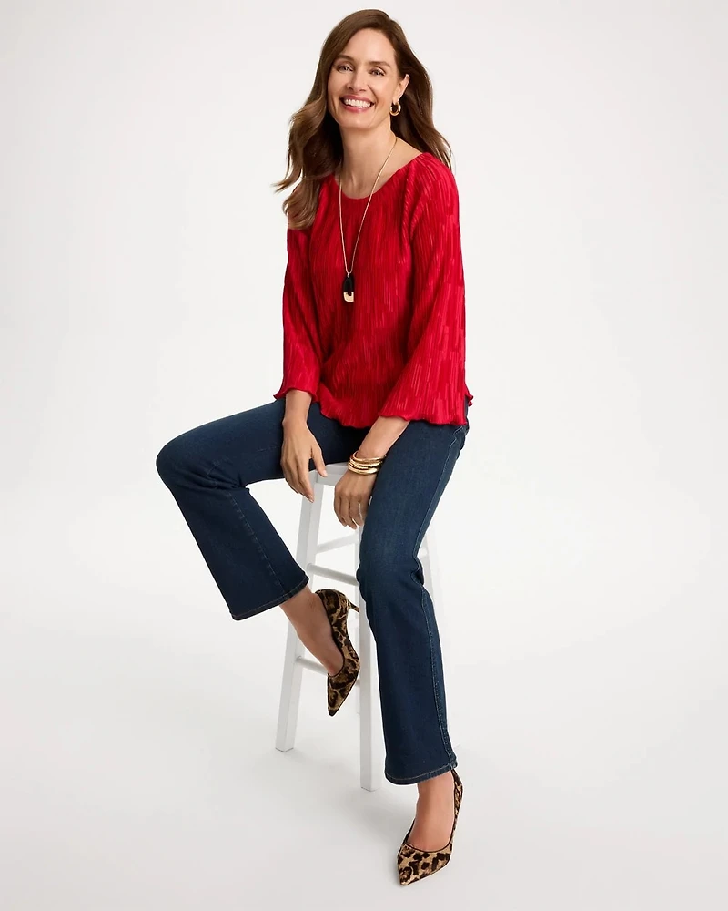 Pleated Flare Sleeve Top