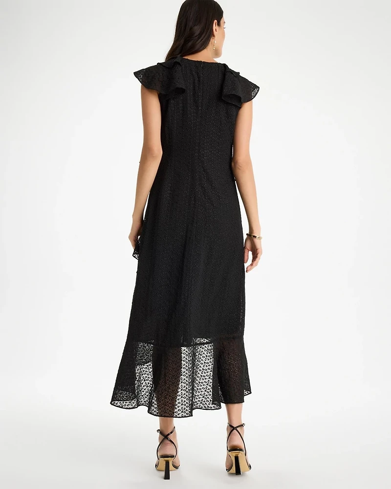 Floral Surplice Ruffled Dress