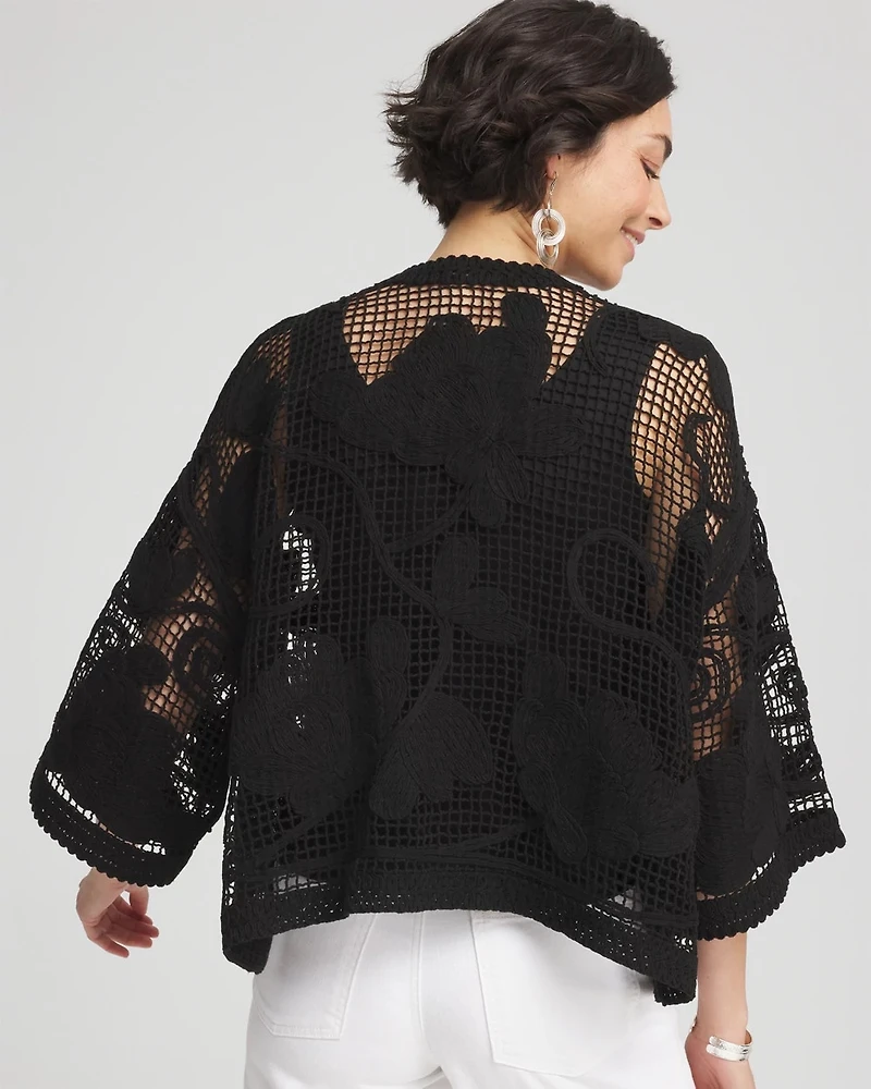 Cutwork Crochet-Lace Short Kimono