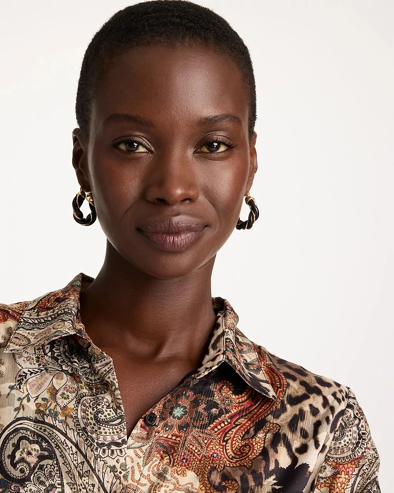 Black Gold Twist Hoop Earrings