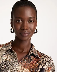 Black Gold Twist Hoop Earrings