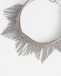 Silver Tone Fringe Collar Necklace