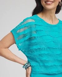 Embroidered Striped Banded Bottom Top