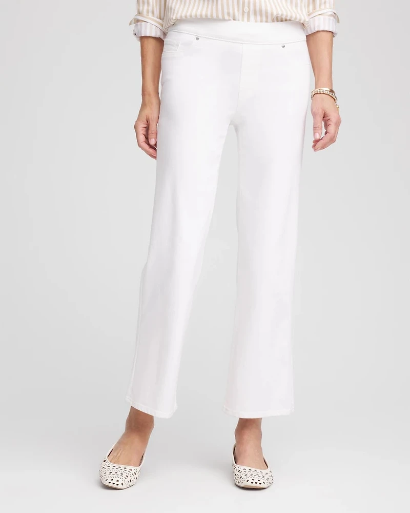 No Stain Pull-On Straight Cropped Jeans