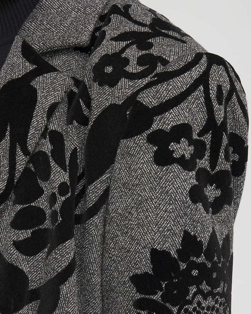 Flocked Floral Knit Blazer