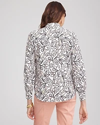 Faux Silk Floral Collared Shirt