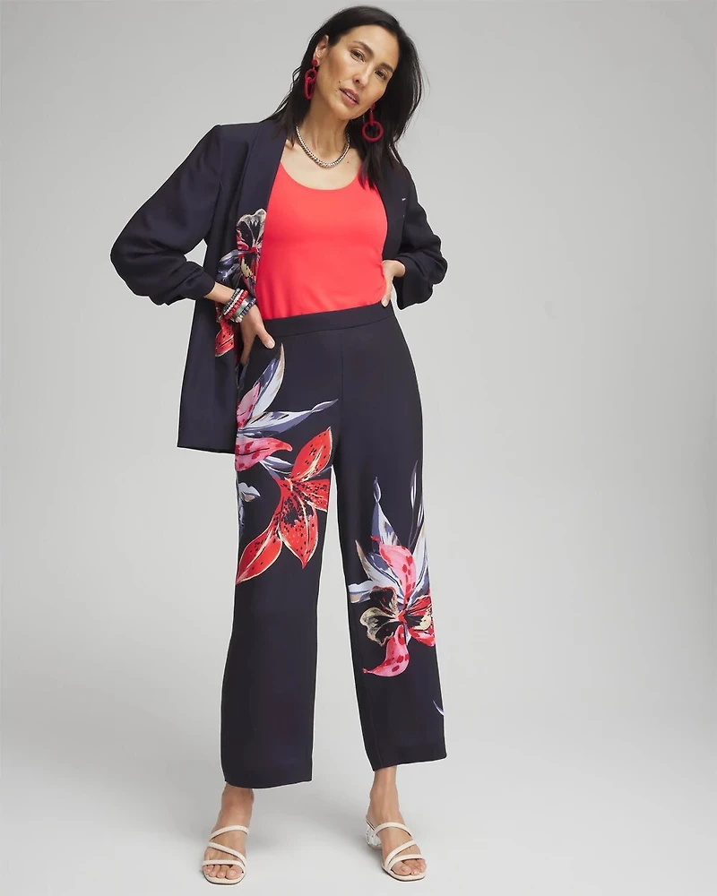 Floral Print Soft Cropped Pants
