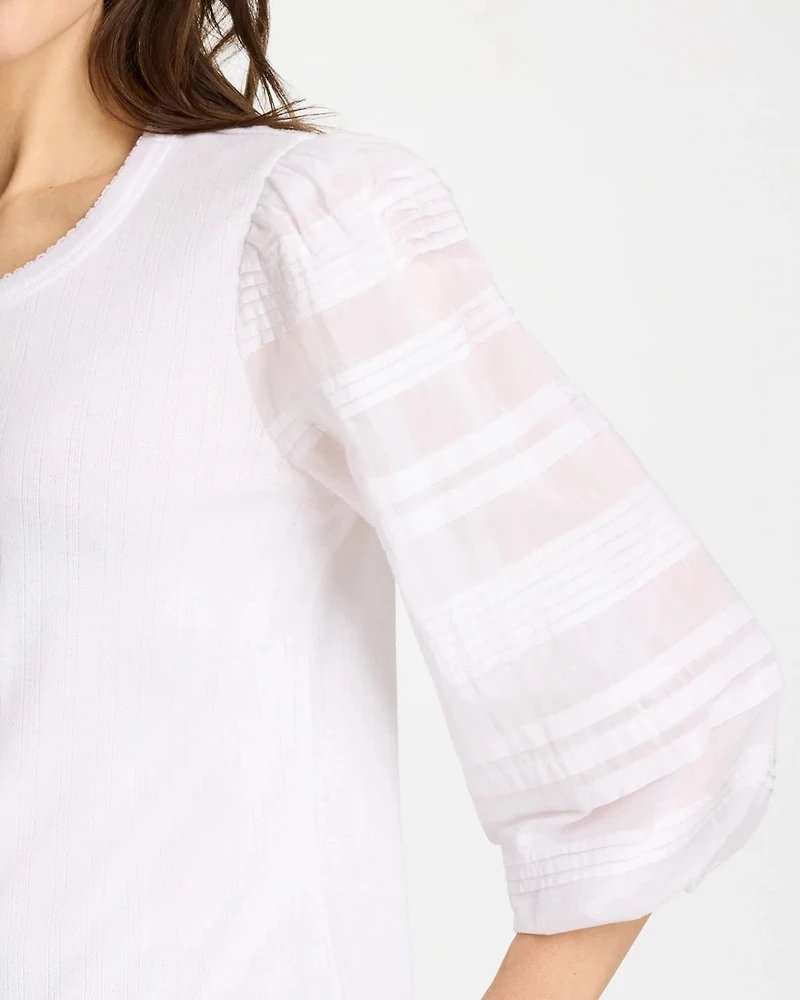 Pintuck Puff Sleeve Tee