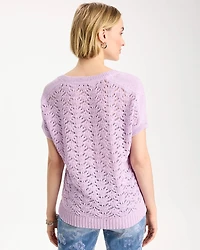 Sequin Pointelle Pullover