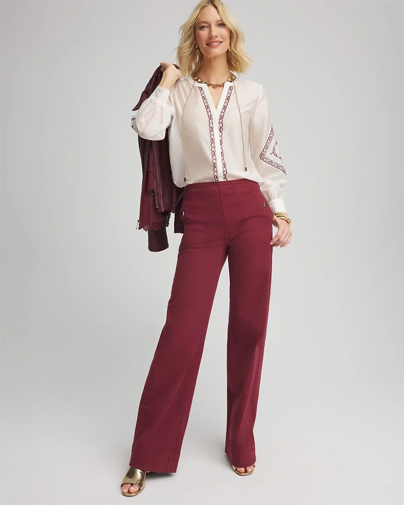 Pull-On Wide-Leg Jeans