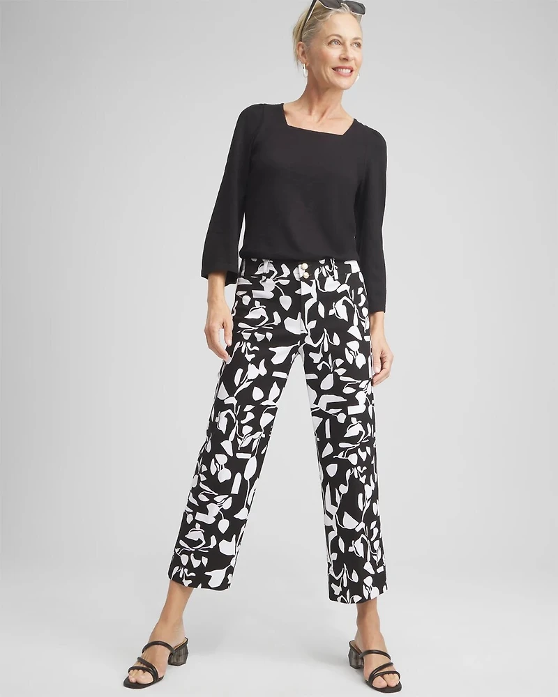 Petite Abstract Print Trapunto Cropped Pants