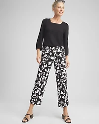 Petite Abstract Print Trapunto Cropped Pants