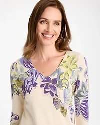 Ella Garden Print Long-Sleeve Pullover Sweater