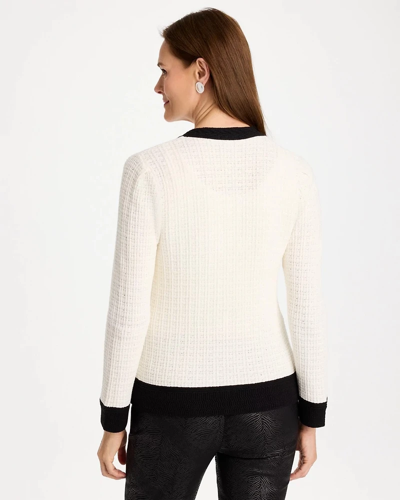 Tweed Braided V-Neck Cardigan
