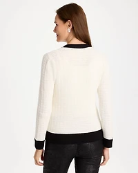 Tweed Braided V-Neck Cardigan