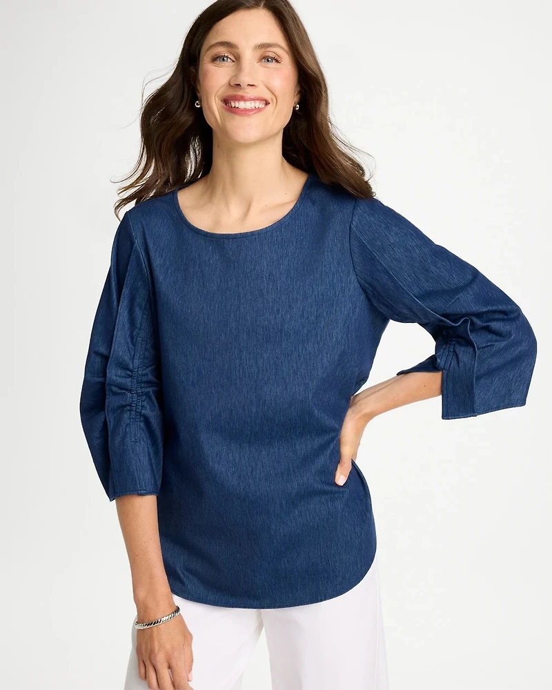 Ruffled Sleeve Knit Tee
