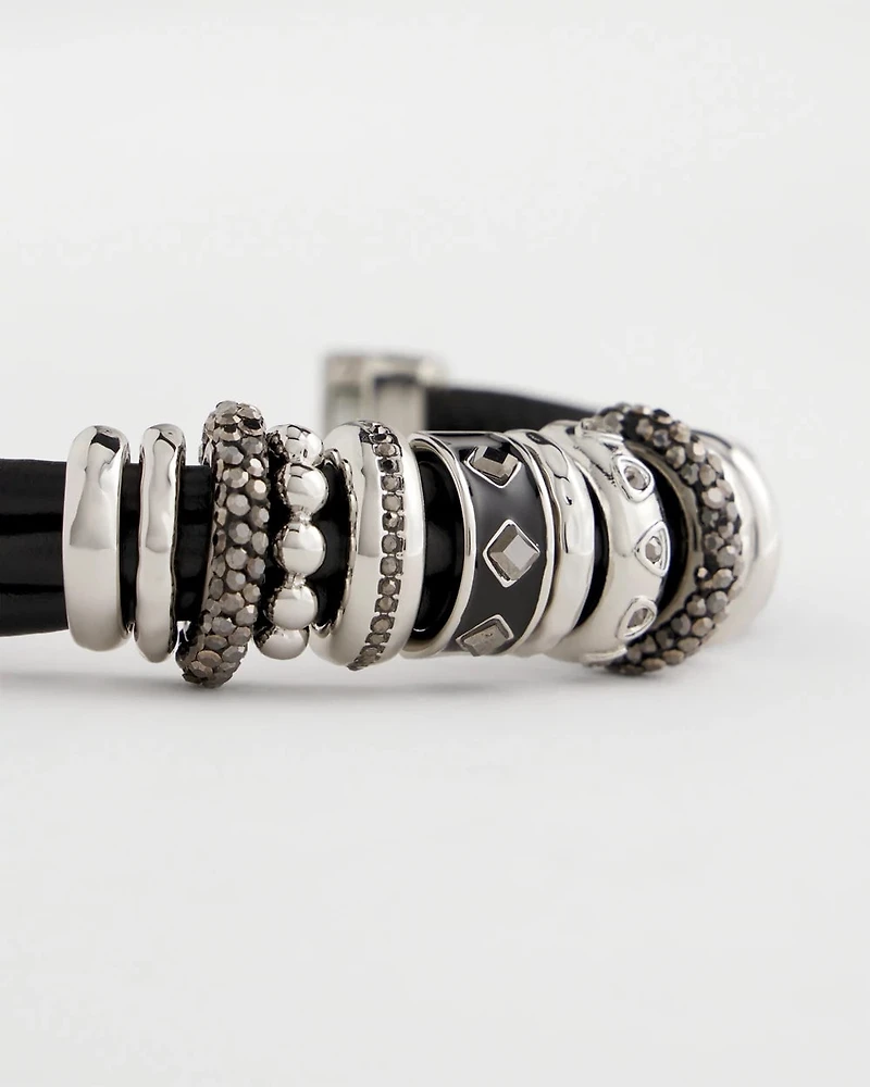 Black & Silvertone Charm Bracelet