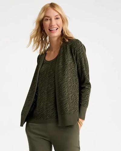 Ella Jacquard Long-Sleeve Cardigan