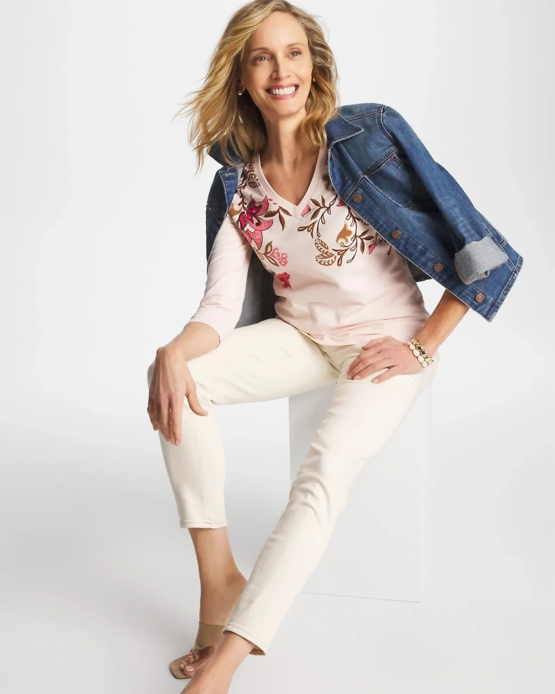 Stretch-Cotton 3/4 Sleeve Perfect Tee