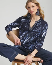 Linen Floral Embellished Tunic