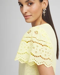 Linen Embroidered Lace Tee