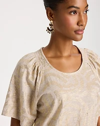 Cotton Foiled Shirred Tee