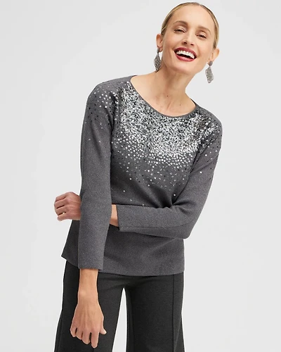 Sequin Ombre Pullover Sweater