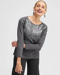 Sequin Ombre Pullover Sweater