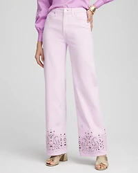 Lavender Eyelet High-Rise Jeans