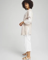 Embroidered Linen Blend Topper