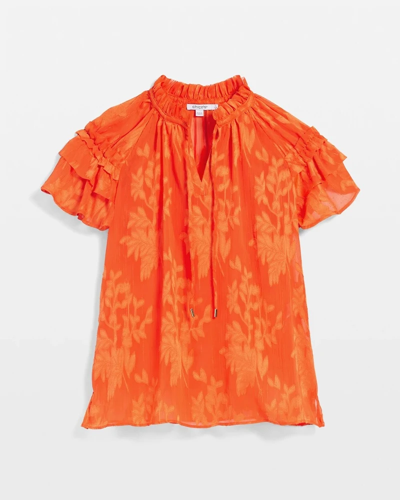 Chiffon Ruffle Neck Blouse